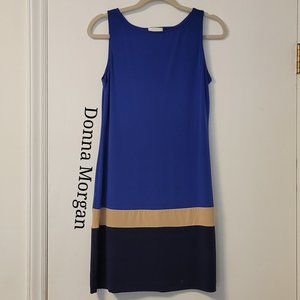 ❣️HP❣️ Donna Morgan beautiful blue sleeveless dress with tan and black sz: 6